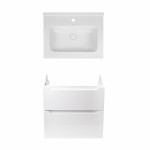 Комплект Qtap тумба подвесная Scorpio 600х585х460 мм White + раковина врезная Albatross 01 QT71SC43965