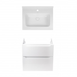 Комплект Qtap тумба подвесная Scorpio 600х585х460 мм White + раковина врезная Albatross 01 QT71SC43965