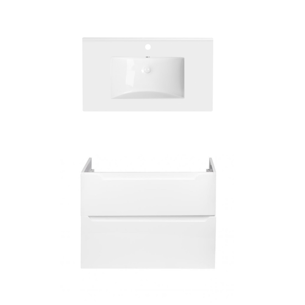 Комплект Qtap тумба подвесная Scorpio 800х585х460 мм White + раковина врезная Albatross QT71SC43972