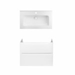 Комплект Qtap тумба подвесная Scorpio 800х585х460 мм White + раковина врезная Albatross 01 QT71SC43973