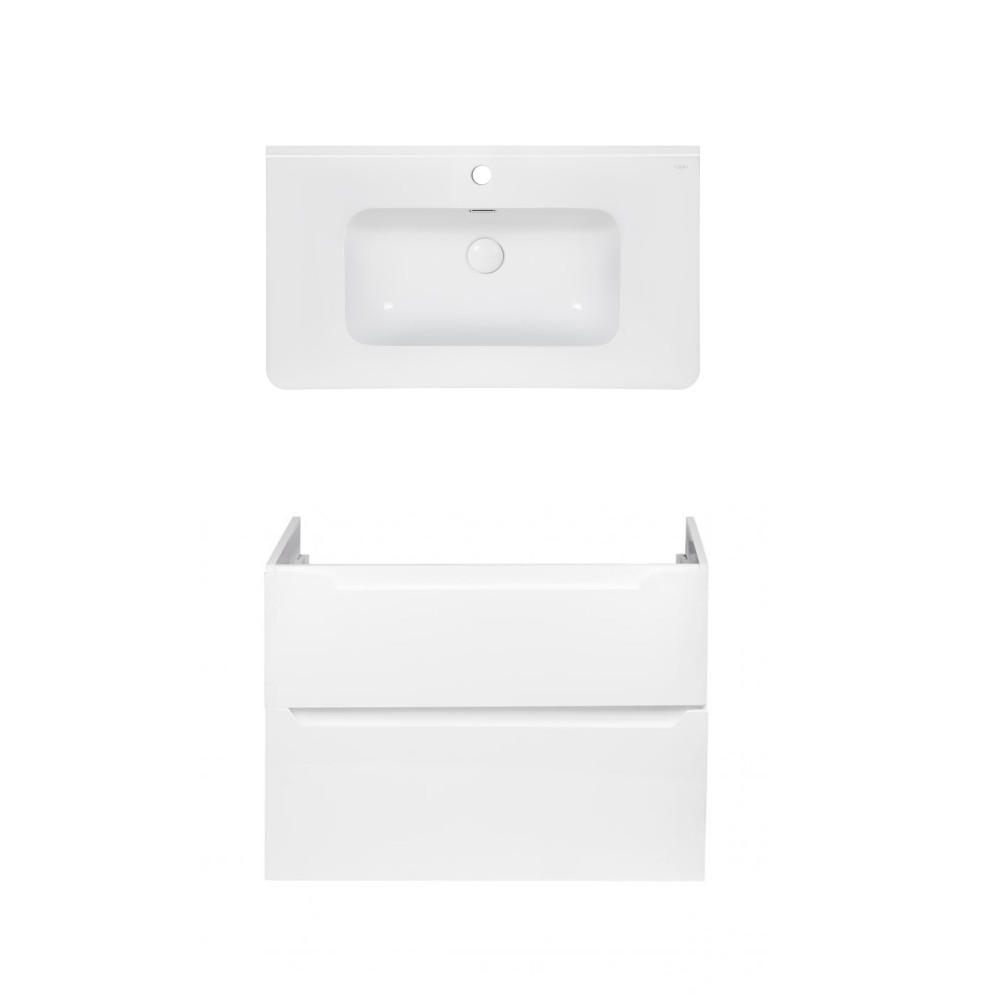 Комплект Qtap тумба подвесная Scorpio 800х585х460 мм White + раковина врезная Albatross 9H QT71SC43974