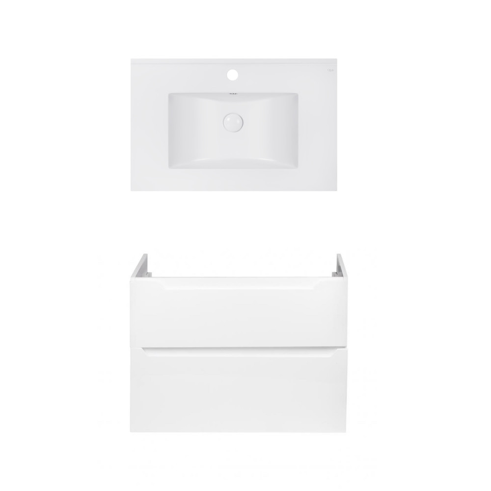 Комплект Qtap тумба подвесная Scorpio 800х585х460 мм White + раковина врезная Albatross E QT71SC43975