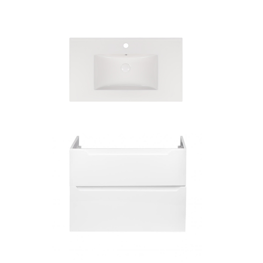 Комплект Qtap тумба подвесная Scorpio 800х585х460 мм White + раковина врезная Albatross New QT71SC43976