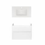 Комплект Qtap тумба подвесная Scorpio 800х585х460 мм White + раковина врезная Albatross New QT71SC43976