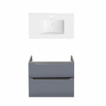 Комплект Qtap тумба подвесная Scorpio 800х585х460 мм Graphite + раковина врезная Albatross QT71SC43985