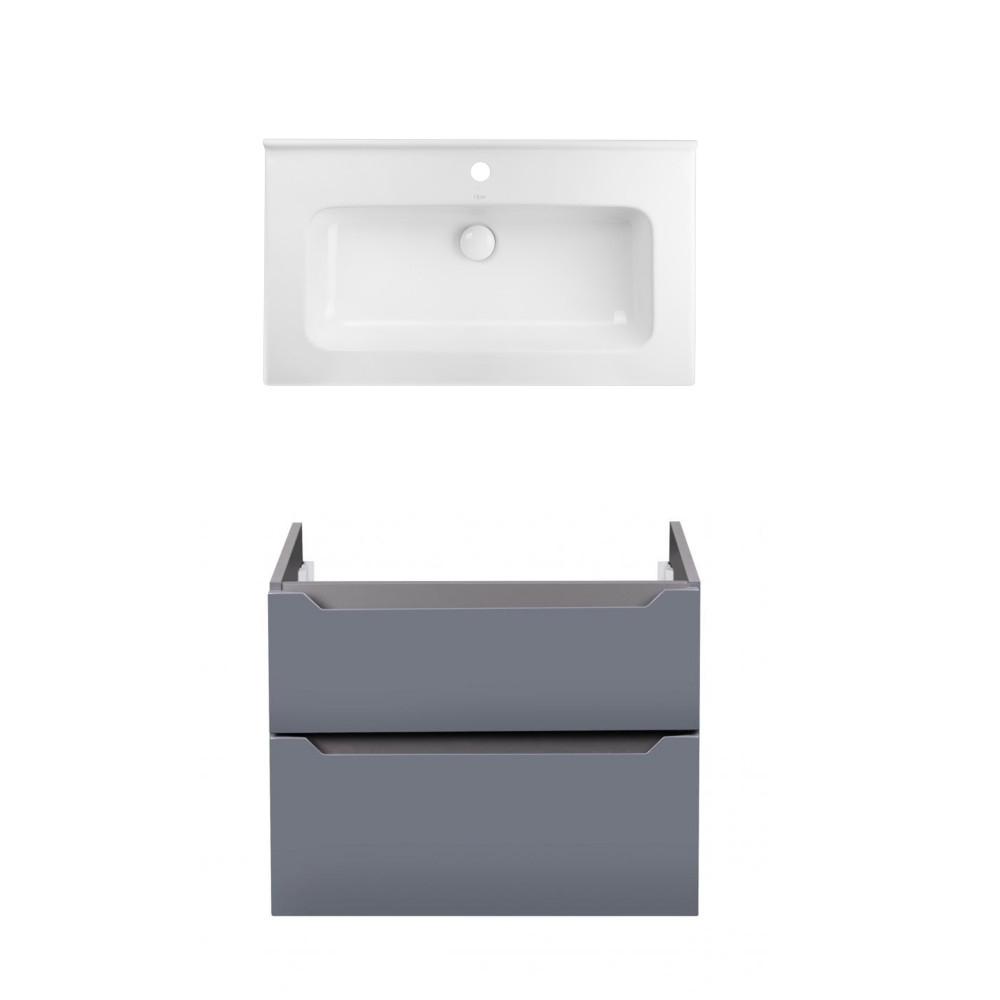 Комплект Qtap тумба подвесная Scorpio 800х585х460 мм Graphite + раковина врезная Albatross 01 QT71SC43986