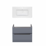 Комплект Qtap тумба подвесная Scorpio 800х585х460 мм Graphite + раковина врезная Albatross 9H QT71SC43988