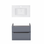 Комплект Qtap тумба подвесная Scorpio 800х585х460 мм Graphite + раковина врезная Albatross E QT71SC43989