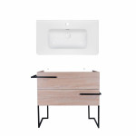 Комплект Qtap тумба напольная Taurus 800х800х437 мм Whitish oak + раковина врезная Albatross 9H QT71TA44015