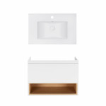 Комплект Qtap тумба подвесная Robin 800х580х437 мм White/Whitish oak + раковина врезная Albatross E QT71RO44039