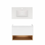 Комплект Qtap тумба подвесная Robin 800х580х437 мм White/Whitish oak + раковина врезная Albatross New QT71RO44040