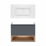 Комплект Qtap тумба подвесная Robin 800х580х437 мм Graphite/Whitish oak + раковина врезная Albatross 9H QT71RO44053