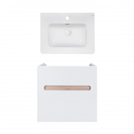 Комплект Qtap тумба подвесная Virgo 600х580х437 мм White/Whitish oak + раковина врезная Albatross 9H QT71V44072