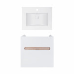 Комплект Qtap тумба подвесная Virgo 600х580х437 мм White/Whitish oak + раковина врезная Albatross E QT71V44073