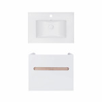 Комплект Qtap тумба подвесная Virgo 700х580х437 мм White/Whitish oak + раковина врезная Albatross E QT71V44076