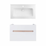 Комплект Qtap тумба подвесная Virgo 800х580х437 мм White/Whitish oak + раковина врезная Albatross 01 QT71V44080