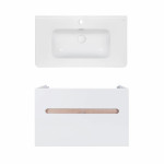 Комплект Qtap тумба подвесная Virgo 800х580х437 мм White/Whitish oak + раковина врезная Albatross 9H QT71V44081