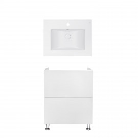 Комплект Qtap тумба напольная Tern 600х725х437 мм White + раковина врезная Albatross E QT71TE44087