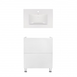 Комплект Qtap тумба напольная Tern 700х725х437 мм White + раковина врезная Albatross New QT71TE44091