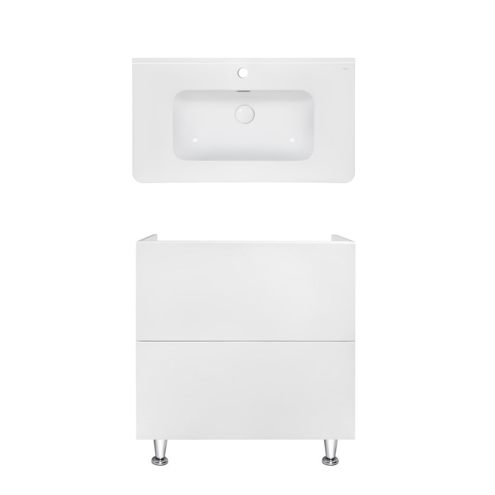 Комплект Qtap тумба напольная Tern 800х725х437 мм White + раковина врезная Albatross 9H QT71TE44094