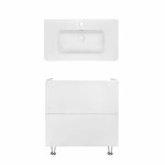 Комплект Qtap тумба напольная Tern 800х725х437 мм White + раковина врезная Albatross 9H QT71TE44094
