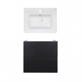 Комплект Qtap тумба подвесная Tern 600х580х437 мм Matt Black + раковина врезная Albatross E QT71TE44118