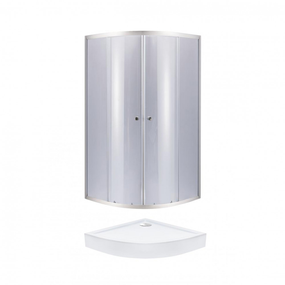Набор Lidz душевая кабина Latwa SC80x80.SAT.LOW.GR, стекло тонир. 4 мм + поддон QT ROBIN