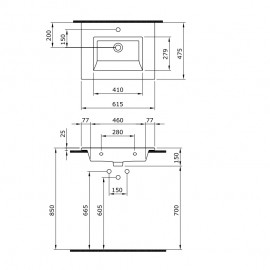 0020110W LAGUNA Тумба 60 з раковиною, білий