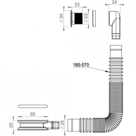 3300082 Перелив EasyClean для раковин толщиной 10-30мм.
