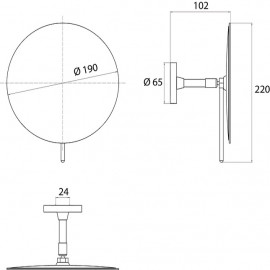 1094 133 06 Зеркало косметическое настенное 190 мм., увеличение х3, черный матовый