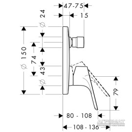 31945000 Focus E2 Наружная часть смесителя д/ванны