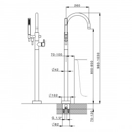 15061140B ART Смеситель из пола д/ванны, черный матовый