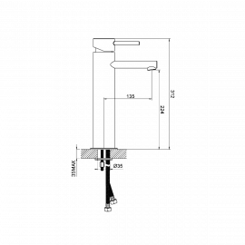16X63124P Prestige Смеситель для раковины высокий, с донным клапаном