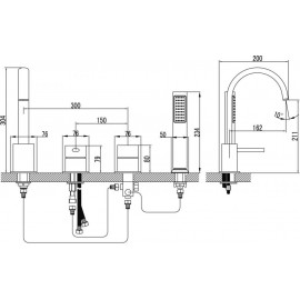 28173124 Prestige Смеситель д/ванны на 4 отв.