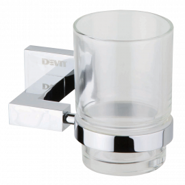 09050SC QUADRO Стакан с держателем, хром + стекло