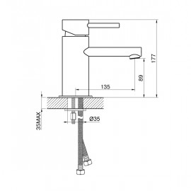 16163124P PRESTIGE Смеситель для раковины с донным клапаном. 01011100