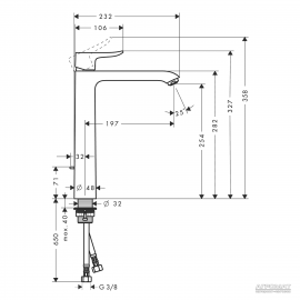 31082000 Metris Highriser 260 Смеситель д/раковины