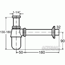 366681 Сифон д/раковины, хром