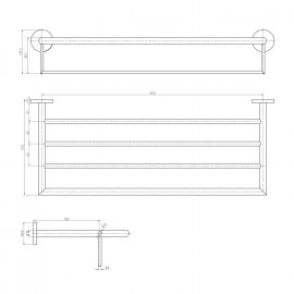 2110803B Hotel Line Полотенцедержатель подвесной 60см, хром