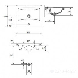COMO Раковина-60 д/тумб отв.