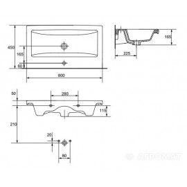 COMO Раковина-80 д/тумб отв.