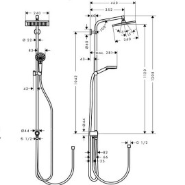 27289000 Crometta E 240 1jet Showerpipe Reno EcoSmart Душевая система