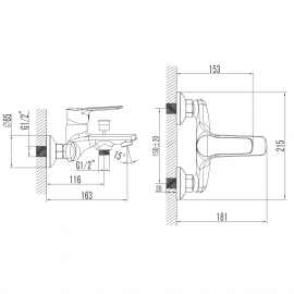 10120020 TOPIC Смеситель д/ванны