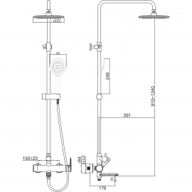 3360SP Hotel Line Душевая система, хром