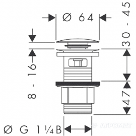 50105000 Push-open Донный клапан д/раковины