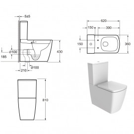 3010125 COUNTRY 2.0 Компакт безободочный + крышка soft-close, quick-fix (3уп)
