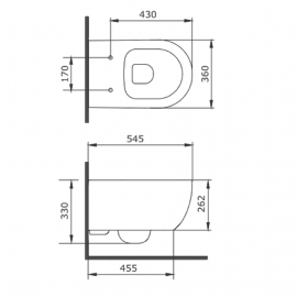3020140G ART 2.0 Wall hung rimless toilet, grey. Fixing kit included.