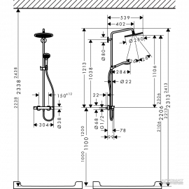 26790000 Croma Select 280 Air 1jet Showerpipe Душевая система д/душа