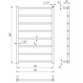 4820111352265 Полотенцесушитель Токио 800х530/500, хром