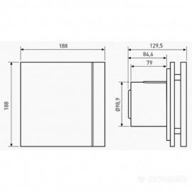 SILENT-100 CZ GREY DESIGN - 4C (230V 50)  витяжний вентилятор, 100мм колір сірий,4 декоративних накладки